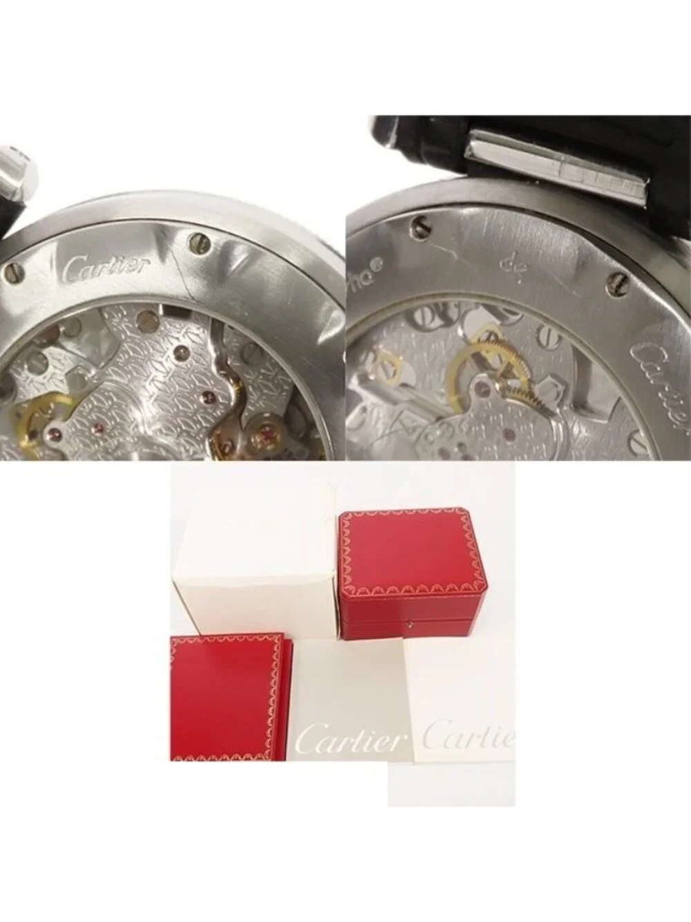 Cartier Pasha 38 Gray SS Leather Chronograph Watch Automatic